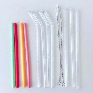 11 Reusable Straws with Cleaners | Glass & Silicone